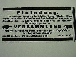 Einladung zur Gründungsversammlung 1905