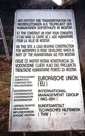 Bautafel Brückenbau Mostar 1994